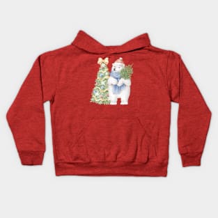 Polar bear with christmas tree Kids Hoodie